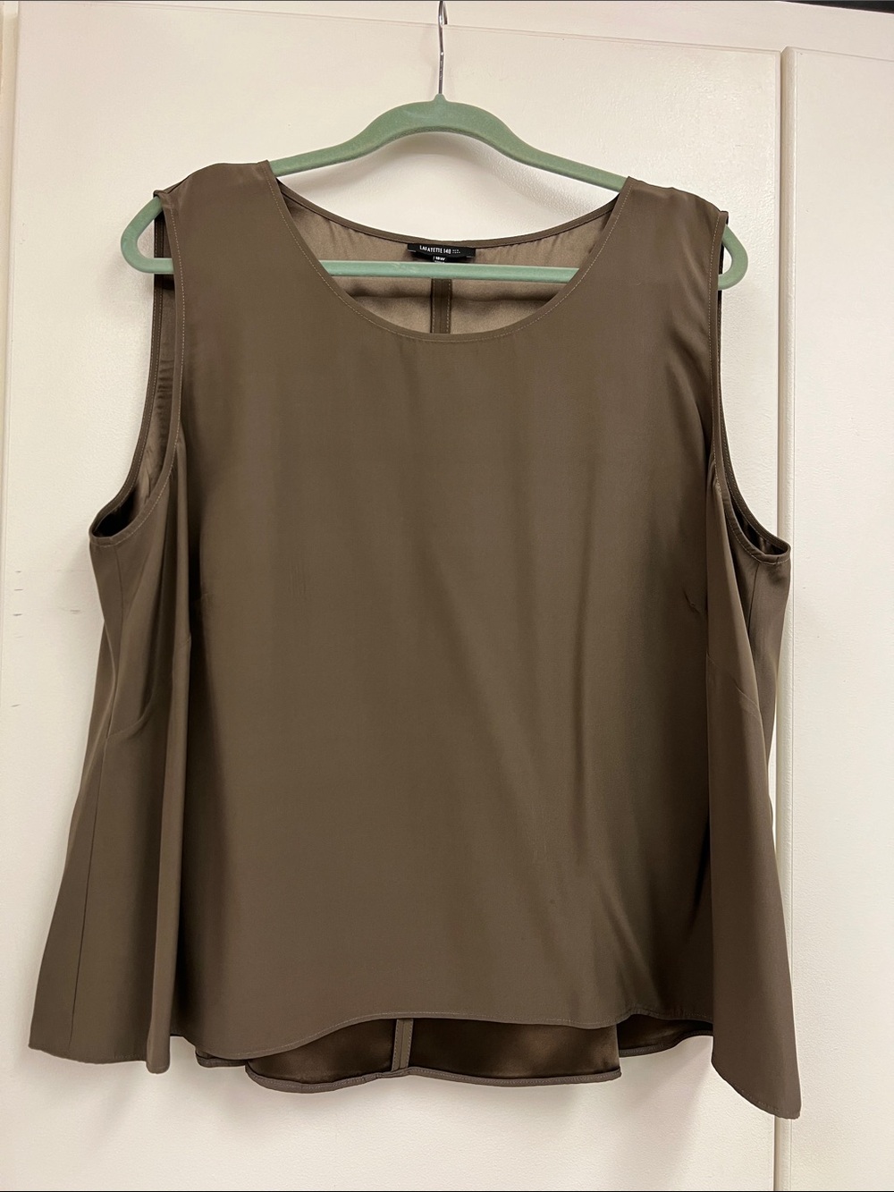 Lafayette 148 New York Olive Brown Sleeveless Camisole Tank Top Blouse Shirt